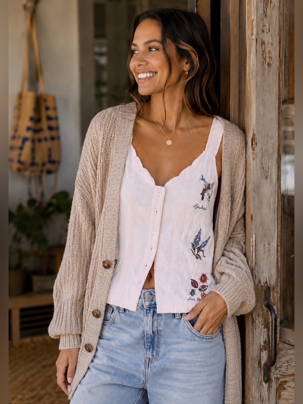 Anthropologie LyreBird Embroidered Cami Tank Top NWT M